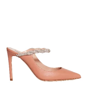 NINALILOU - Eleganti sabot in pelle nude con cinturino gioiello e tacco 90 mm