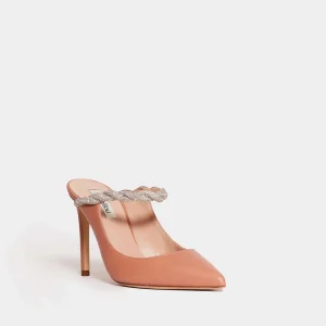 NINALILOU - Eleganti sabot in pelle nude con cinturino gioiello e tacco 90 mm