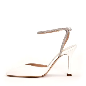 NINALILOU - Eleganti slingback avorio con cinturino di strass