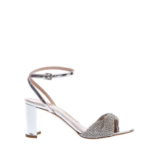NINALILOU - Sandali gioiello con tacco laminato argento 70 mm