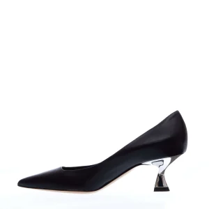 NINALILOU: Scarpe con tacco in pelle nera da 55 mm