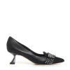pump pelle nera con rombi tacco 55 mm