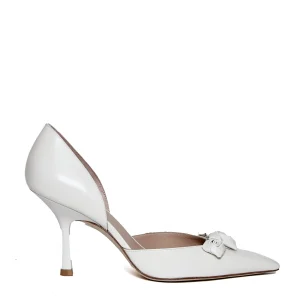 pump rose pelle bianca tacco 85 mm