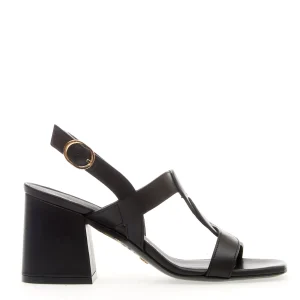 "Sandalo in pelle nera con treccia e tacco 75mm" - Acquista ora!