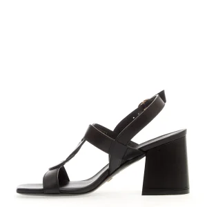 "Sandalo in pelle nera con treccia e tacco 75mm" - Acquista ora!