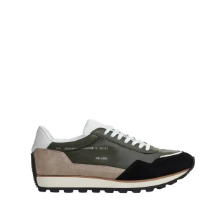 running 86er pelle verde camoscio beige e nero