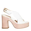 Sandal Crossing: Elegant White Patent Leather Shoes by AGL