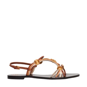 Sandali bassi in pelle e cinturini platinati di Tory Burch