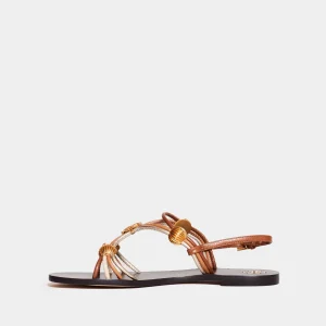 Sandali bassi in pelle e cinturini platinati di Tory Burch