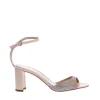 Sandalia rosa in polvere con strass, tacco 80 mm