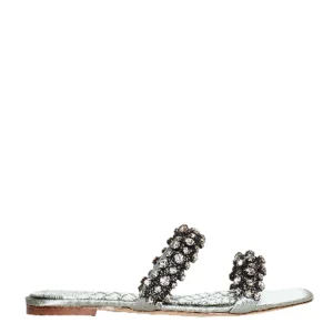 Sandalia TORY BURCH in raso blu chiaro con strass argento
