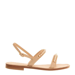 sandalo in pelle con perle