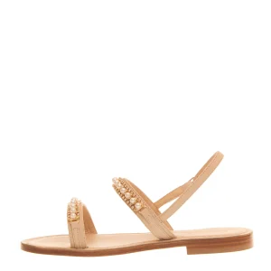 sandalo in pelle con perle