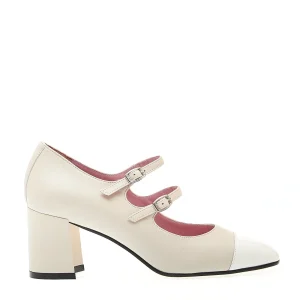 Scarpe CAREL: Pump con tacco 70 mm, cinturini in pelle beige e punta in vernice bianca