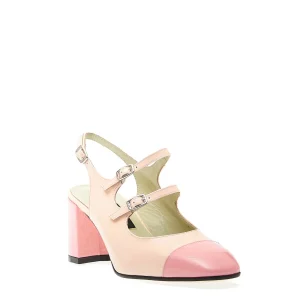 Scarpe CAREL: Slingback con tacco 70 mm in pelle verniciata rosa e cipria