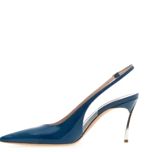 Scarpe CASADEI - Slingback bluette con tacco 75 mm