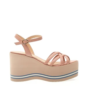 Scarpe con zeppa alta in pelle rosa di Paloma Barceló