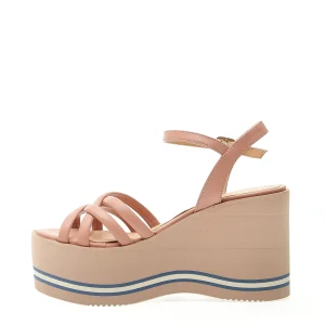 Scarpe con zeppa alta in pelle rosa di Paloma Barceló