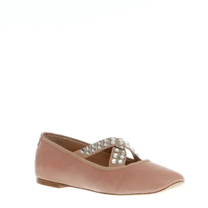Scarpe da ballerina rosa con incrocio di strass - CASADEI