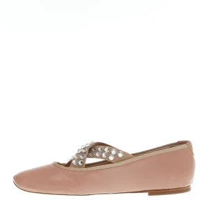 Scarpe da ballerina rosa con incrocio di strass - CASADEI