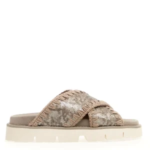 Scarpe da donna con zeppa e paillettes gunmetal MOU