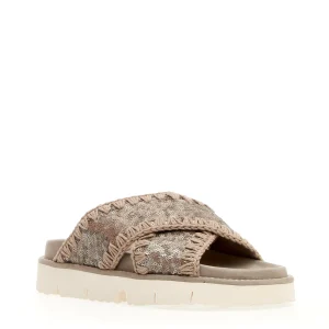 Scarpe da donna con zeppa e paillettes gunmetal MOU