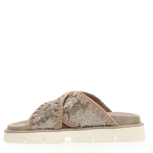 Scarpe da donna con zeppa e paillettes gunmetal MOU