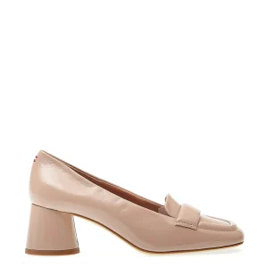 Scarpe da donna in pelle rosa con tacco 50 mm