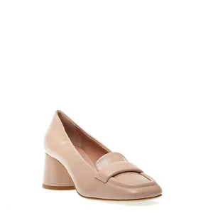 Scarpe da donna in pelle rosa con tacco 50 mm