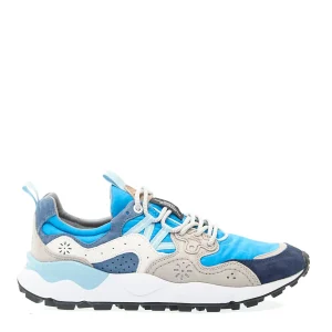 Scarpe da ginnastica in tessuto blu e camoscio grigio