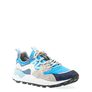 Scarpe da ginnastica in tessuto blu e camoscio grigio