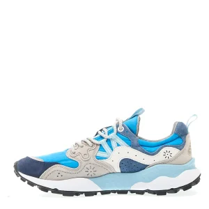 Scarpe da ginnastica in tessuto blu e camoscio grigio