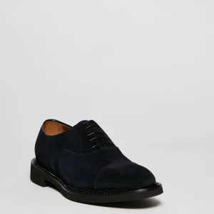 Scarpe Doucal's: Eleganti mocassini in camoscio blu con suola in gomma leggera