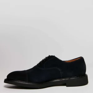 Scarpe Doucal's: Eleganti mocassini in camoscio blu con suola in gomma leggera