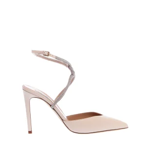 Scarpe eleganti con dettagli in rosa cipria e strass