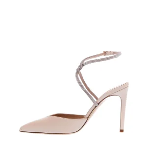 Scarpe eleganti con dettagli in rosa cipria e strass