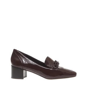 Scarpe eleganti da donna: moccasin bordeaux con tacco 50 mm