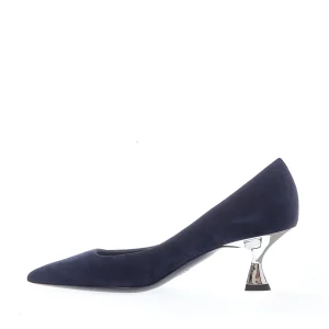 Scarpe eleganti da donna: pump in camoscio blu 55 mm