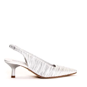 Scarpe eleganti in pelle argento con tacco 50 - HALMANERA