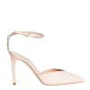 Scarpe eleganti in pelle rosa con cinturino strass 90mm