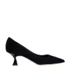 Scarpe eleganti in suede nero con tacco a rocchetto