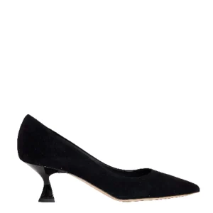 Scarpe eleganti in suede nero con tacco a rocchetto