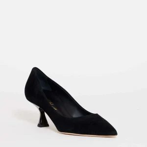 Scarpe eleganti in suede nero con tacco a rocchetto