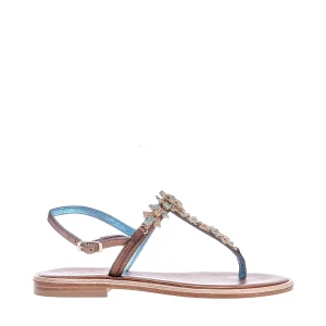 Scarpe estive con strass bronzo e azzurro di Paola Fiorenza