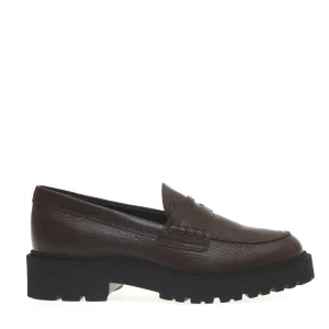 Scarpe Hogan - Mocassino Route bottom in pelle marrone