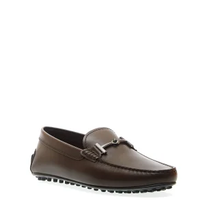 Scarpe in pelle marrone con fibbia in gomma di Tod's