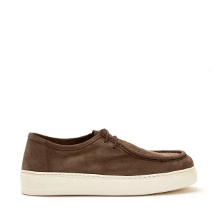 Scarpe in pelle scamosciata beige con lacci norvegesi