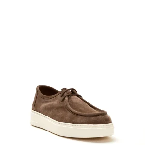 Scarpe in pelle scamosciata beige con lacci norvegesi