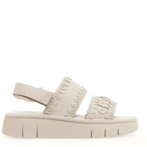 Scarpe MOU con zeppa e due fasce in camoscio gesso