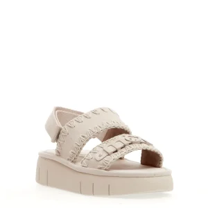 Scarpe MOU con zeppa e due fasce in camoscio gesso